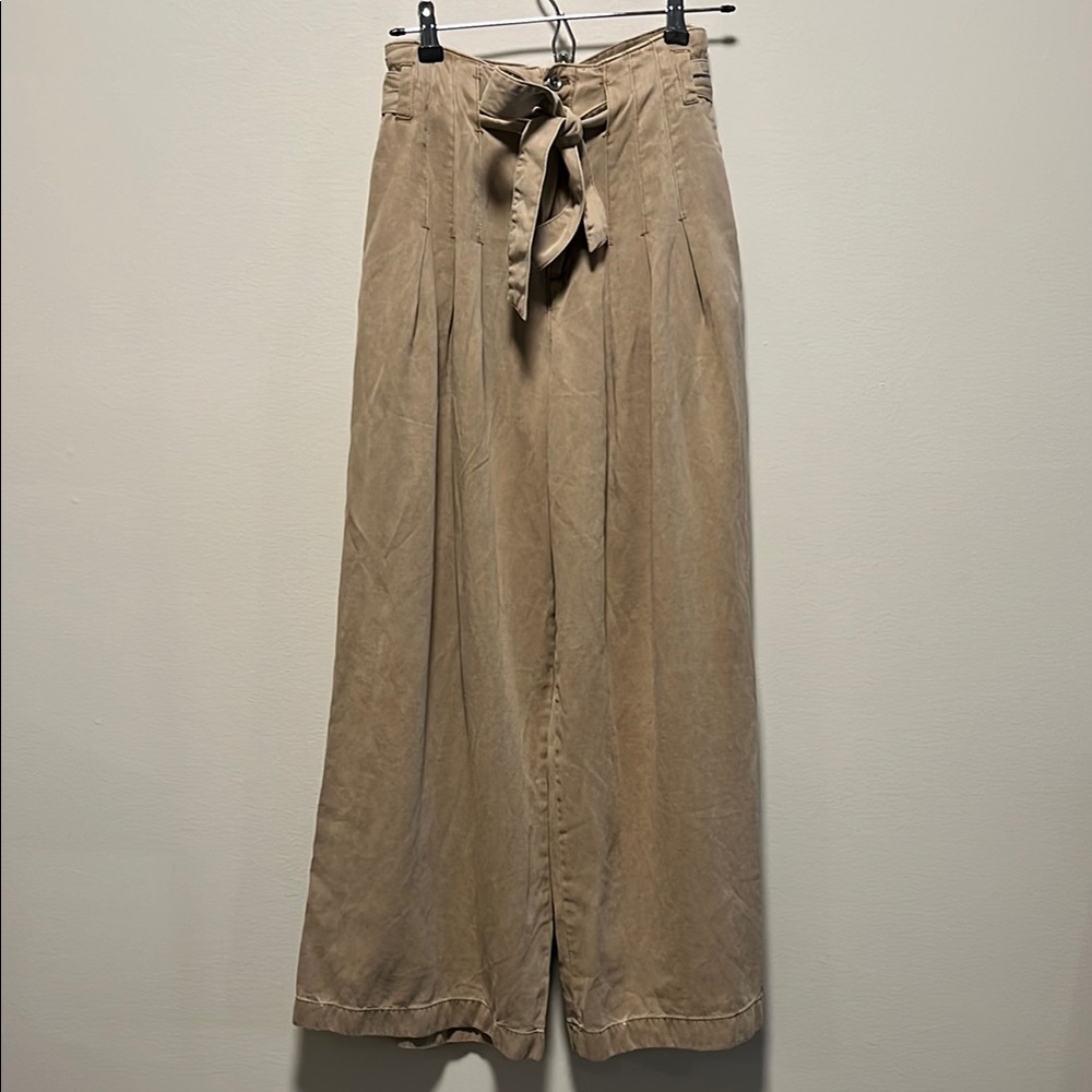 FREE PEOPLE Dwell on Dreams Pleated High-Waisted Trouser Wide-Leg Pants, Size 2 - Picture 2 of 10